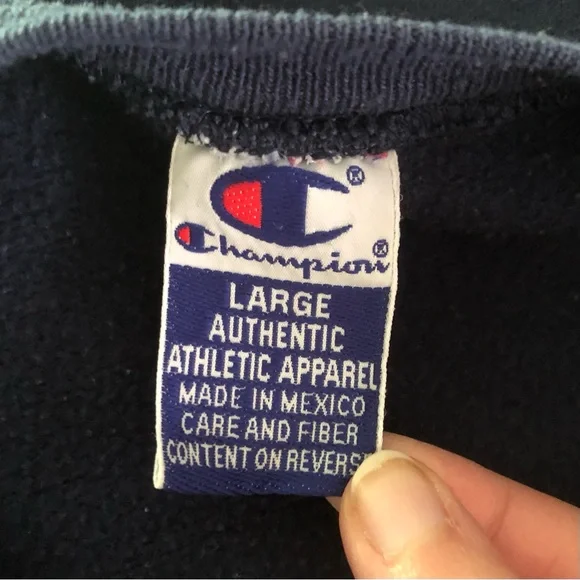 Champion Vintage 90s University of Michigan Football Blue Embroidered Sweatshirt